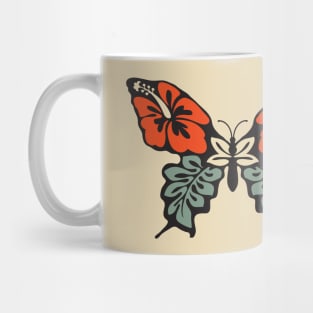 Butterfly 70s Floral Retro Old School Mug